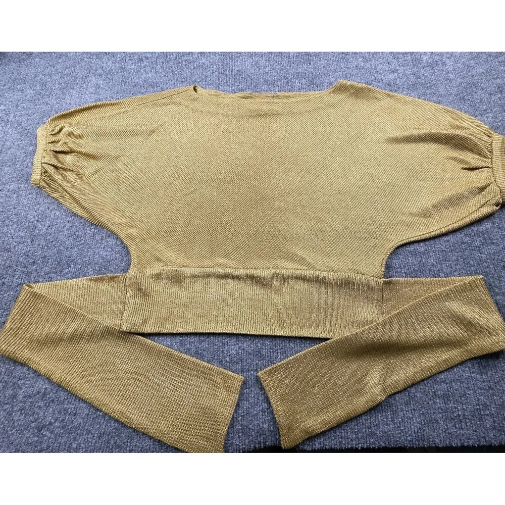 Vintage Joseph Magnin Women's 12 Gold Metallic Knit  Sweater Top 80s Glam Blouse - Picture 2 of 12